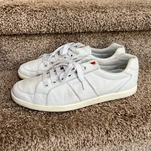 Prada | Shoes | Prada Mens White Leather Low Top Fashion  display picture 3